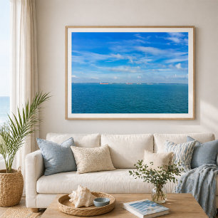 Poster Cingapura - Rota de Transporte com Navios de Carga