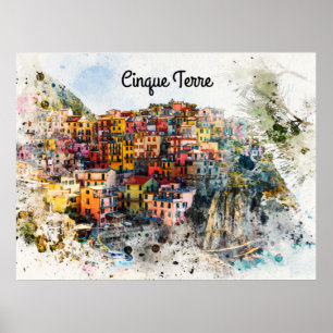 Poster Cinque Terre Liguria Itália Cena de Verão