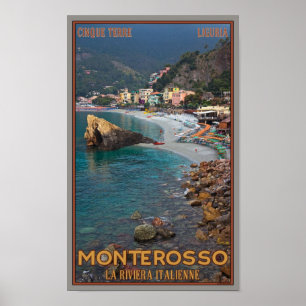Póster Cinque Terre - praia de Monterosso da manhã