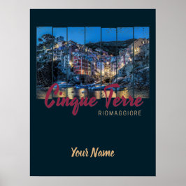 Poster Cinque Terre Riomaggiore Vintage italiano Souvenir