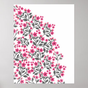 Póster Cintas-brancas, pintam flores florais