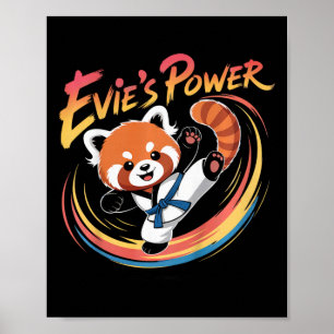 Poster Cinto Azul de Taekwondo Karatê do Panda Vermelho P