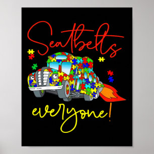 Poster Cintos de Segurança Todos Autismo Sensibilização M