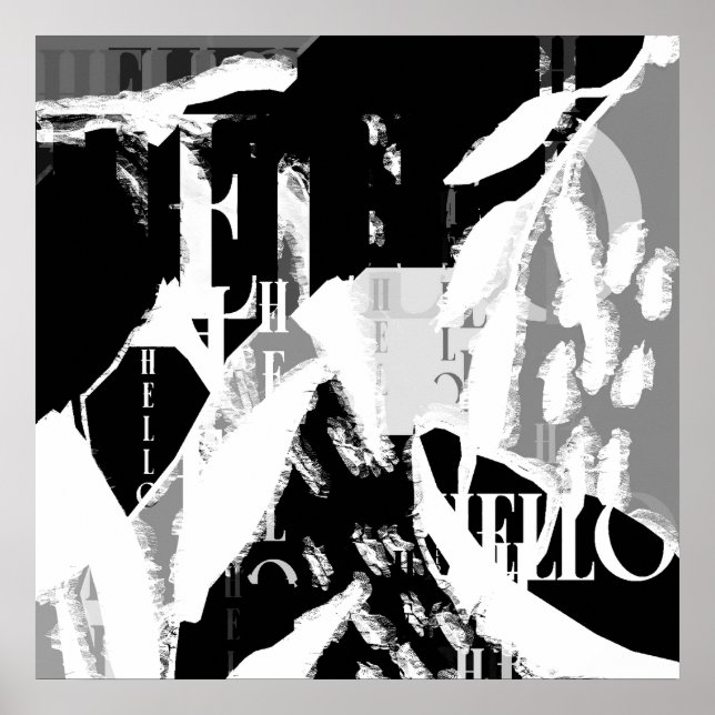 Poster Cinza abstrato Black White (Frente)