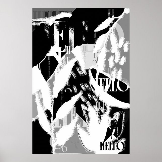 Poster Cinza abstrato Black White (Frente)