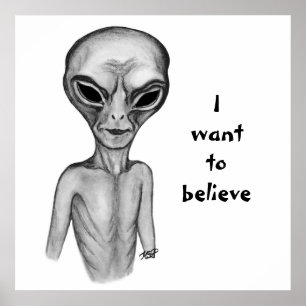 Poster Cinza Alienígena, quero acreditar