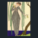 Póster Cinza Art Deco Taffeta Gown Ilustração<br><div class="desc">Estilo Art Deco Ilustração de George Barbier de uma Jovem vestindo uma Cinza Taffeta Gown ao lado de uma árvore salgueira. George Barbier 1882 - 1932 foi um dos ilustradores franceses excelentes do início do século 20. Ele é bem conhecido por suas comissões de design, teatro e fantasias de balé,...</div>