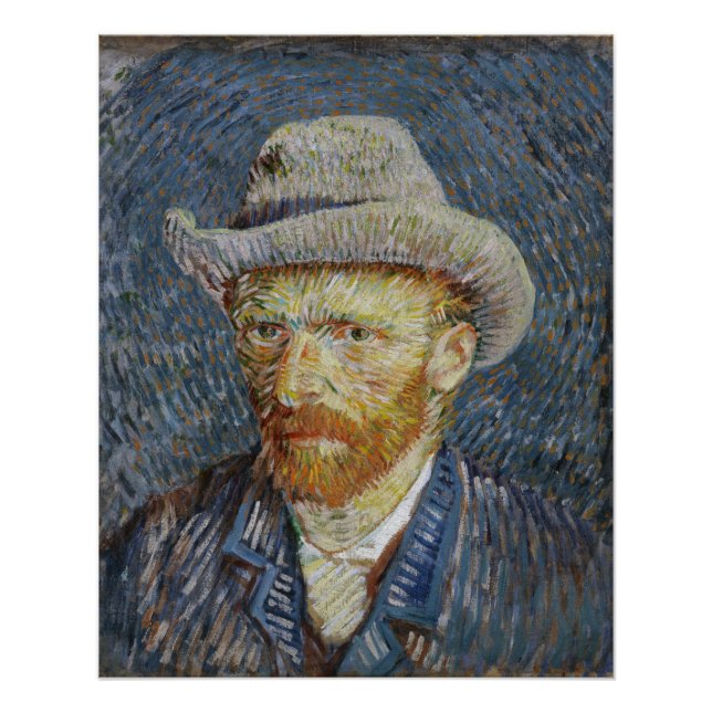 Póster Cinza Autoretrato Van Gogh Sentiu Ódio Na Pintura (Frente)