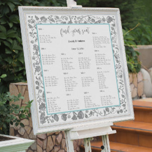 Poster Cinza Boho Wildflower Blue Borders