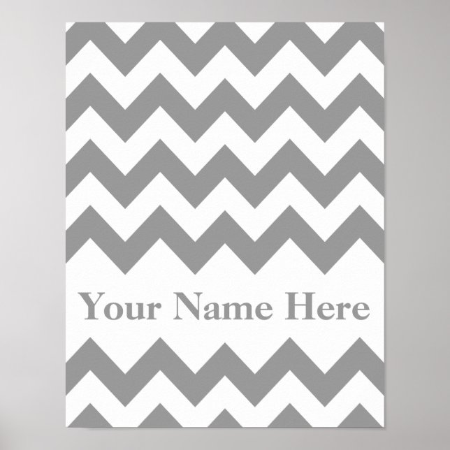 Poster Cinza Bold Chevron com nome (Frente)