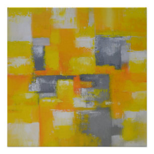 Póster cinza branco-amarelo-abstrato