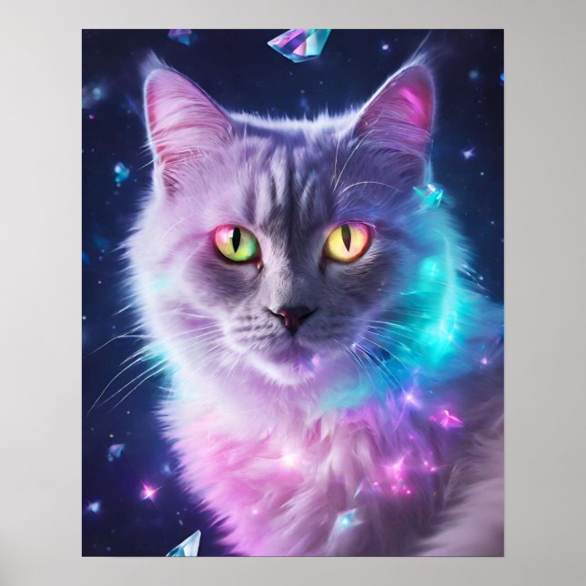 POSTER CINZA CAT RAINBOW SILVER ART (Frente)