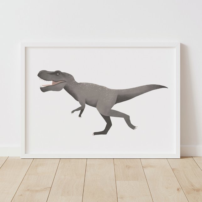 Poster Cinza da Sala de Crianças Rex Dinossauras (Criador carregado)