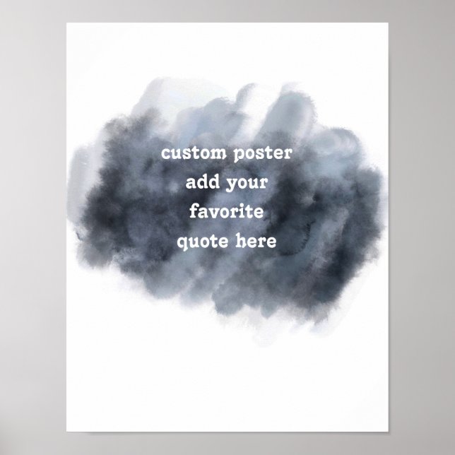 Poster cinza d'água e branco adicione sua citação (Frente)