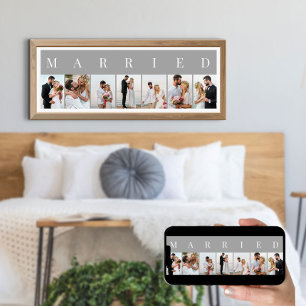 Poster Cinza de 7 imagens e colagem de fotos brancas