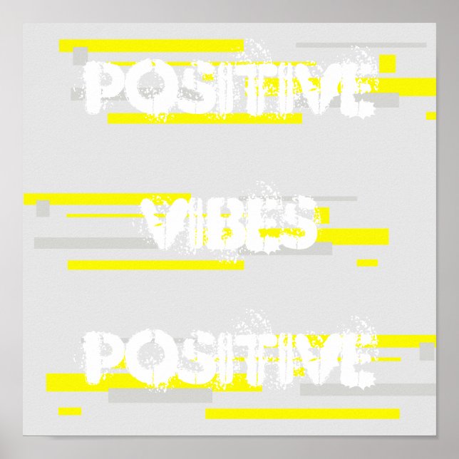 Poster Cinza de Abstrato Amarelo das Vibes Positiv (Frente)