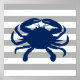 Póster Cinza de caranguejo azul marinho e faixa branca (Frente)