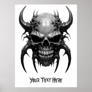 Poster Cinza de Caveira Espimentada personalizada