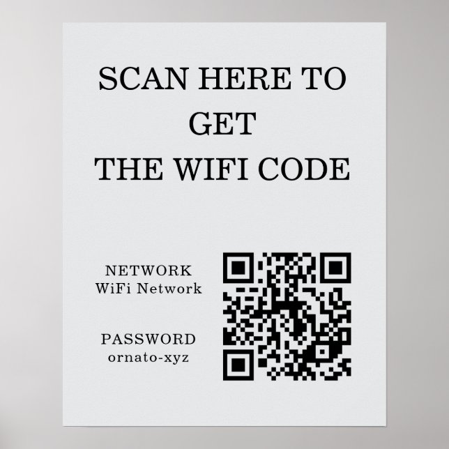 Poster Cinza de código WiFi QR - Procurar acesso (Frente)