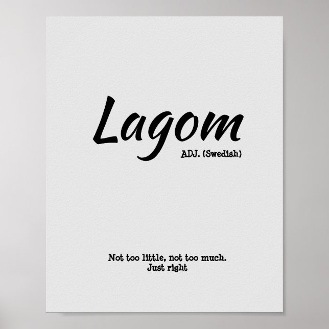 Poster Cinza de Diversão de Lagom Sueco (Frente)