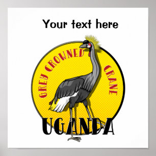 Poster Cinza de guindaste coroado UGANDA