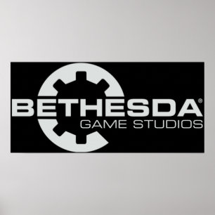 Poster Cinza de logotipo dos estúdios de jogos Bethesda