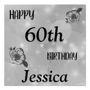 Póster Cinza de prata parvoíce Feliz 60º aniversário