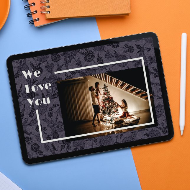 Póster Cinza de Texto de Foto Personalizada da Família Fl (Criador carregado)