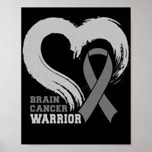 Poster Cinza do Tumor do Cérebro do Guerreiro do Cancer 