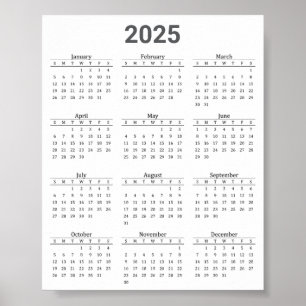 Poster Cinza e calendário geral 2025