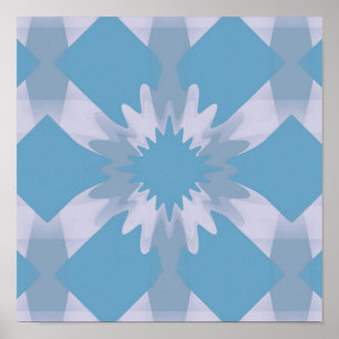 Poster Cinza e Meio século Azul Moderno Floral