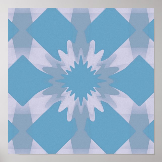Poster Cinza e Meio século Azul Moderno Floral (Frente)