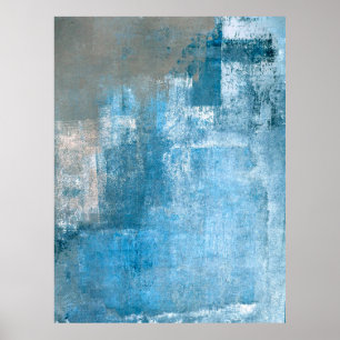 Poster Cinza e pintura de Abstrato azul, abstrato, tinta
