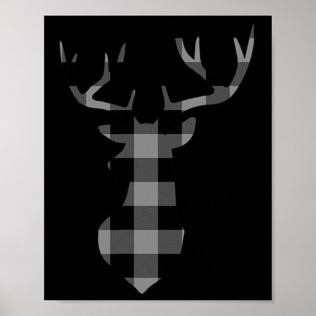 Poster Cinza E Xadrez Negra De Búfalo Flannel De Natal De (Frente)