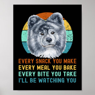 Poster Cinza engraçada Akita Inu ou Kuma Inu Cachorro Cad