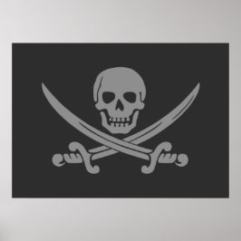 Poster Cinza Escuro - Jolly Roger Pirate Flag