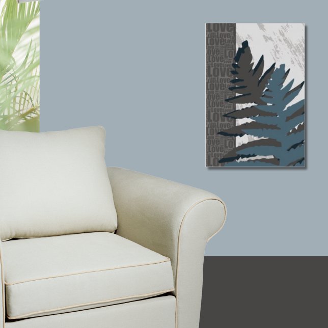 Poster Cinza Estilizada Fern Leaf (Stylized Gray Fern Leaf Poster)