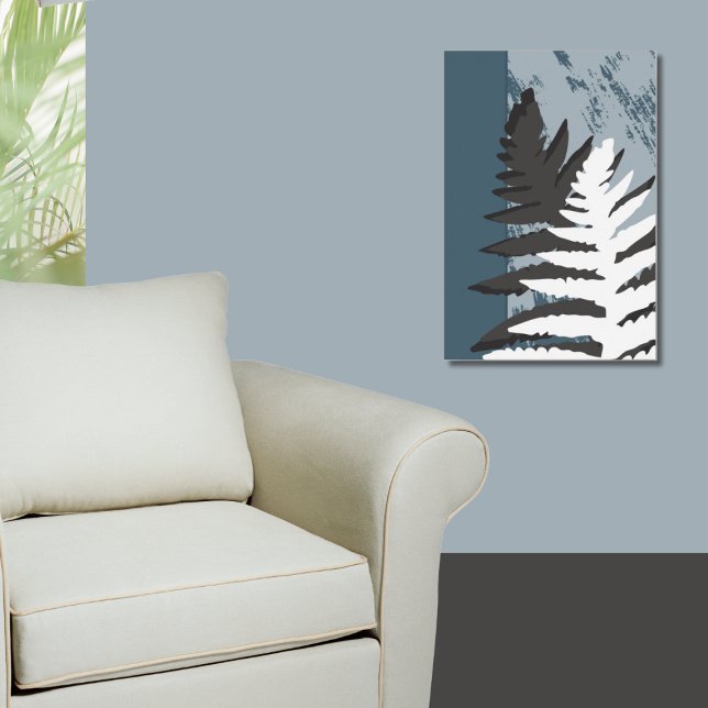 Poster Cinza Estilizada Fern Leaf (Stylized Gray Fern Leaf Poster)