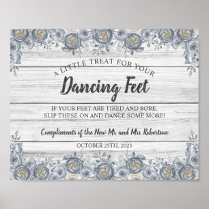 Poster Cinza Floral   Chinelos Dançarinos Sinal de Casame