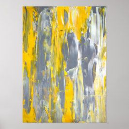 Poster cinza 'Instigate' e Arte Abstrato amarela