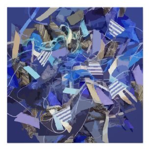 Póster Cinza marinho púrpura abstrato azul stripteada náu