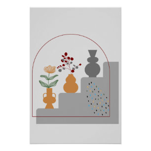 Póster Cinza Moderna Contemporânea de Boho
