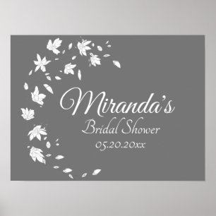 Poster Cinza Moderna e Chá de panela Floral Branco