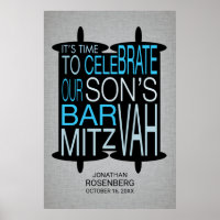 Cinza moderno de Torah Bar Mitzvah e Azul
