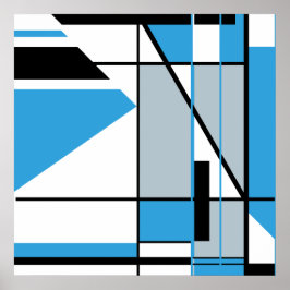 Poster Cinza Negra Azul no Aspecto Semádico Abstrato Bran