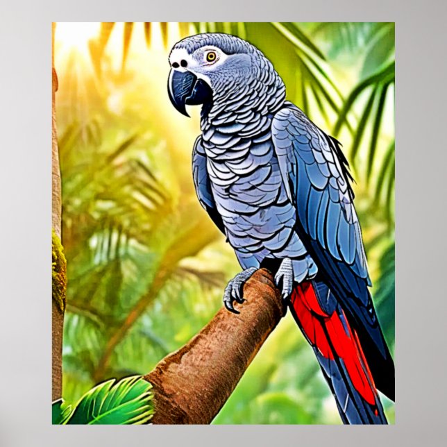 Poster Cinza Parrot Perch (Frente)