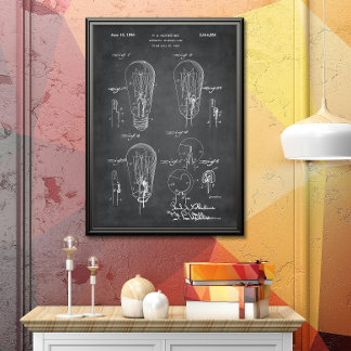 Poster Cinza | Patente de lâmpada leve