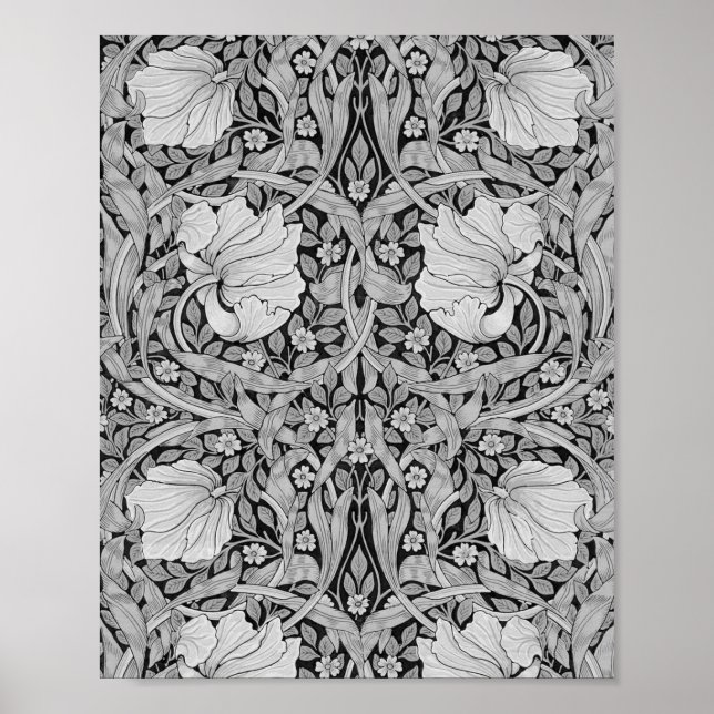 Poster Cinza Pimpernel Monotone, William Morris (Frente)