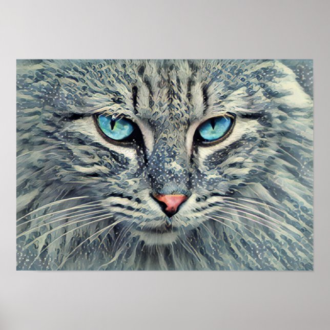 Poster Cinza por Olhos Azuis de Gato (Frente)