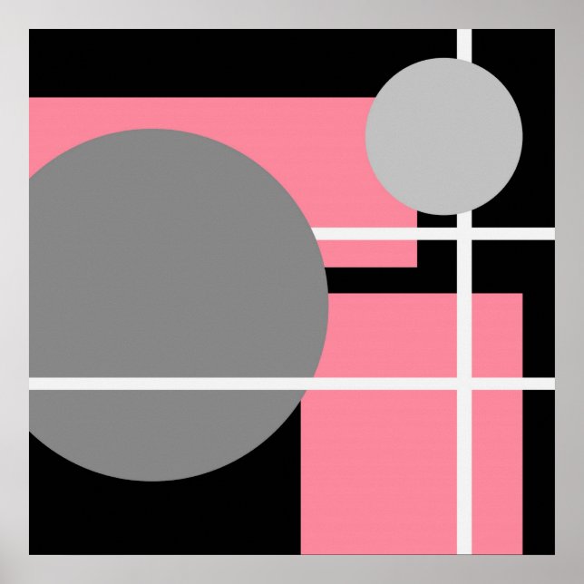Póster Cinza rosa abstrato AP0001 branco preto (Frente)